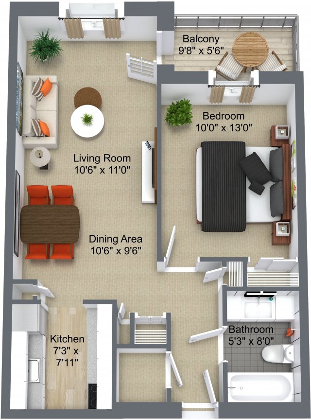 One bedroom layout